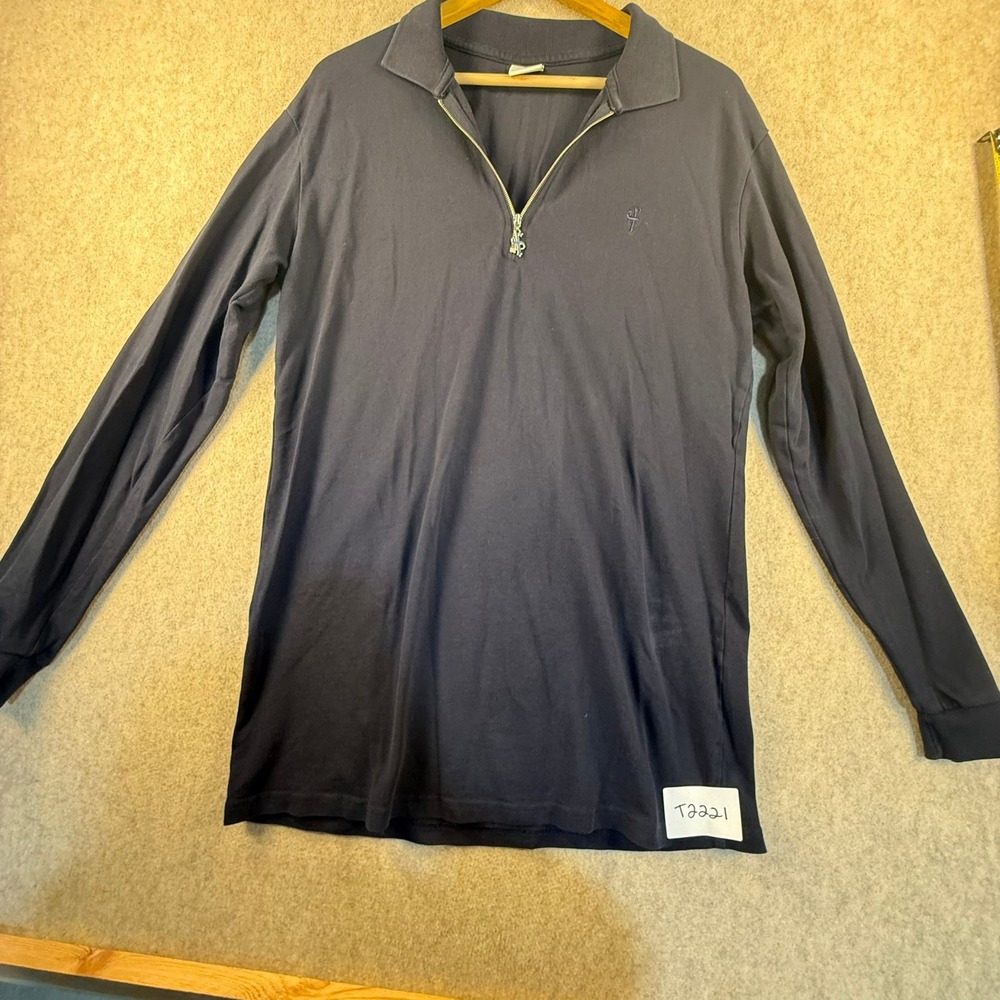 Father Sons Mens XL Navy Blue Long Sleeve Quarter Zip Pique Polo Shirt Logo
